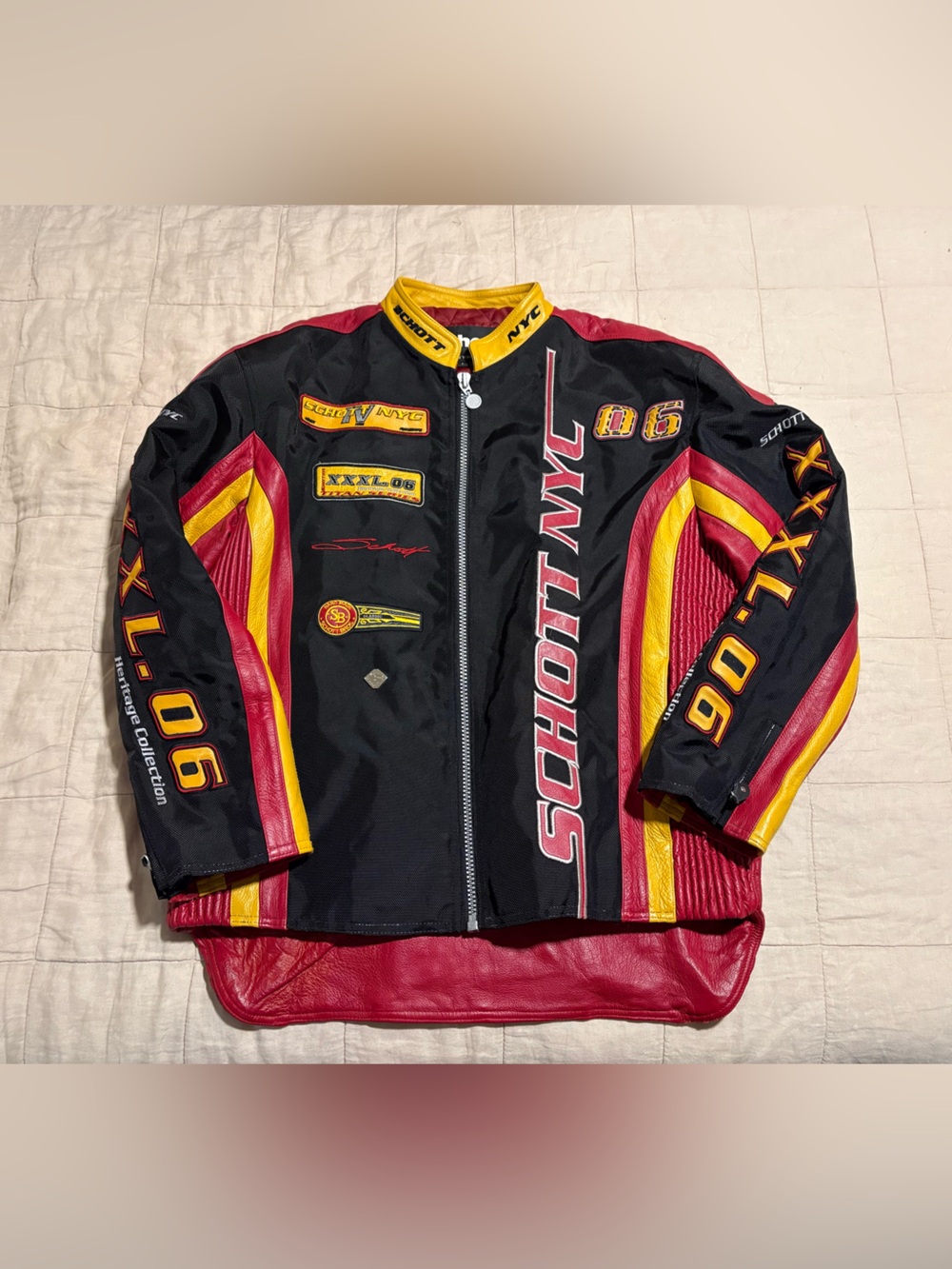 Schott NYC Black, Red & Yellow Racing Jacket
